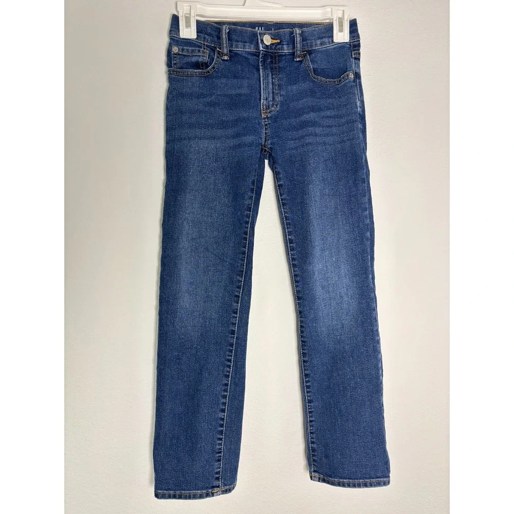 Gap Jeans Boys 10 Blue Denim‎ Medium Wash 24 Inseam Cotton Stretch Straight Leg
